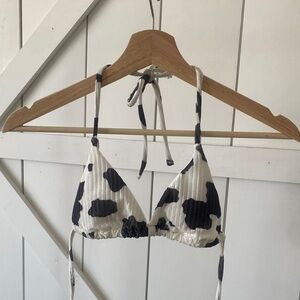 Black and White Cow Print Bikini Top